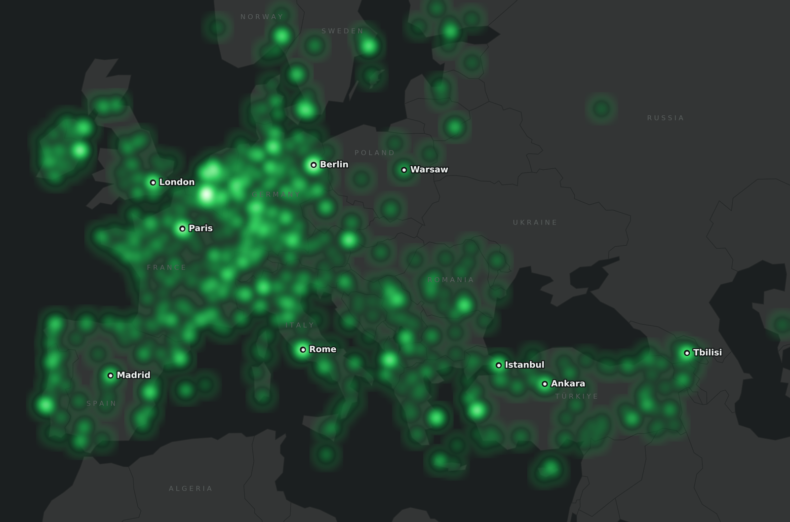 Heatmap of verified unrest events in Europe, Q2 2026